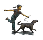 Girl and Dog Running Free