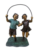 Children Jumping Rope Bronze Statue