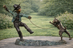 Bronze Boy with Bronze dog statue