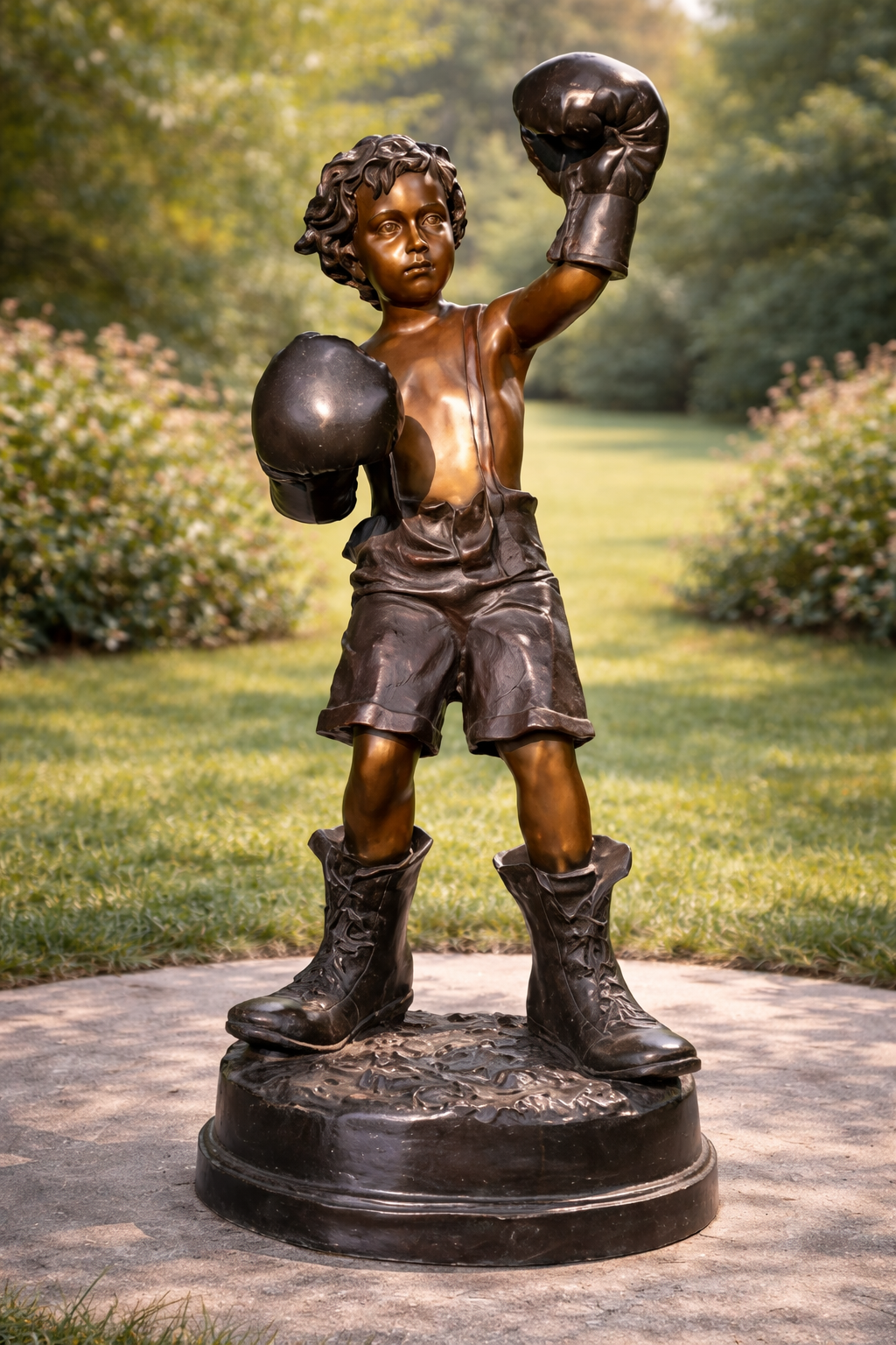 Bronze statue, Boxing, Boy figure