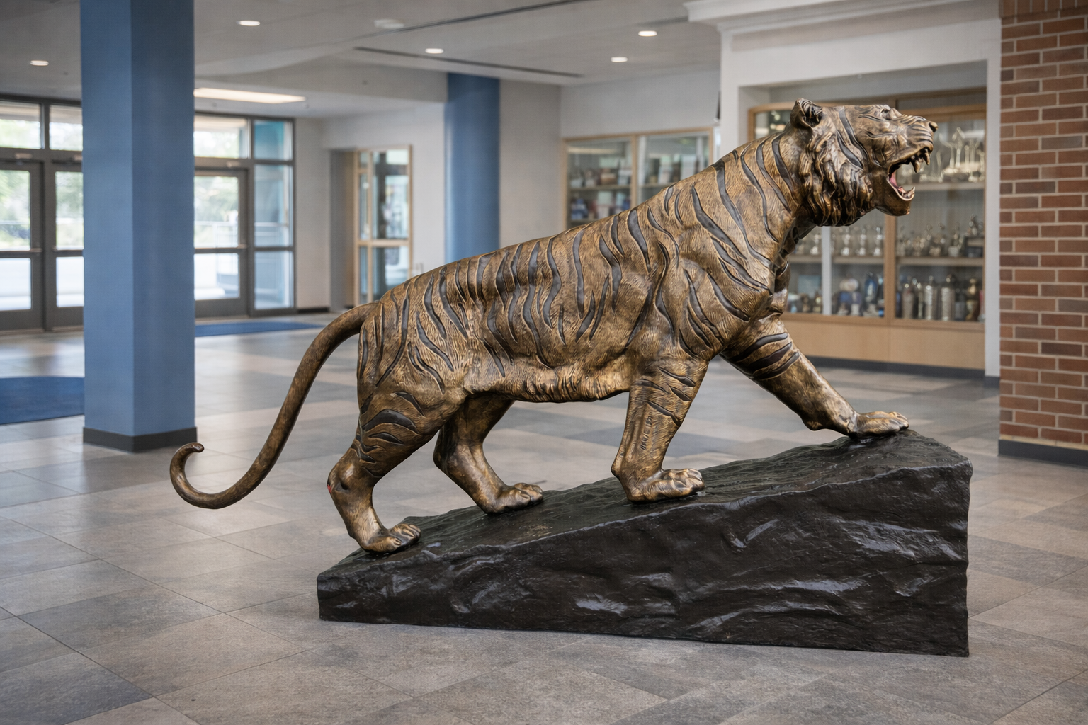 Tiger Climbing Up Rock