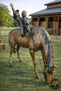 Monumental Girl & Boy on Horse