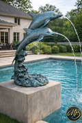 Monumental Two Dolphins Fountain