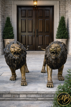 Monumental Standing Lions Pair