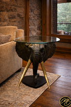 Elephant Head Table with Glass