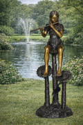 bronze girl playing flute