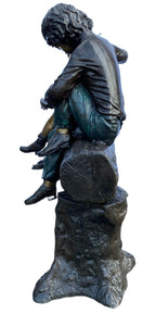 Monumental Seated Kids on a Log w/ Butterfly