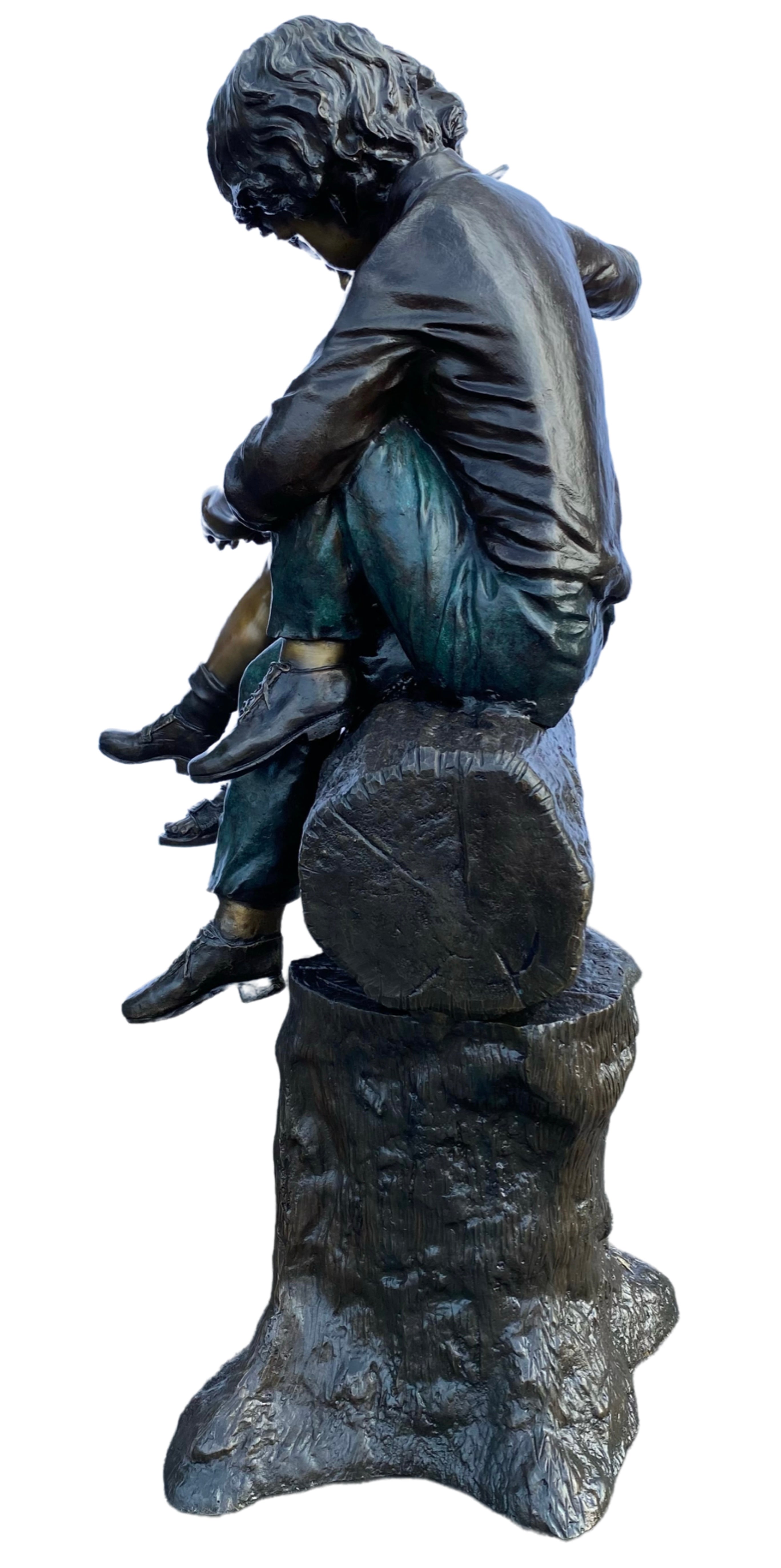 Monumental Seated Kids on a Log w/ Butterfly