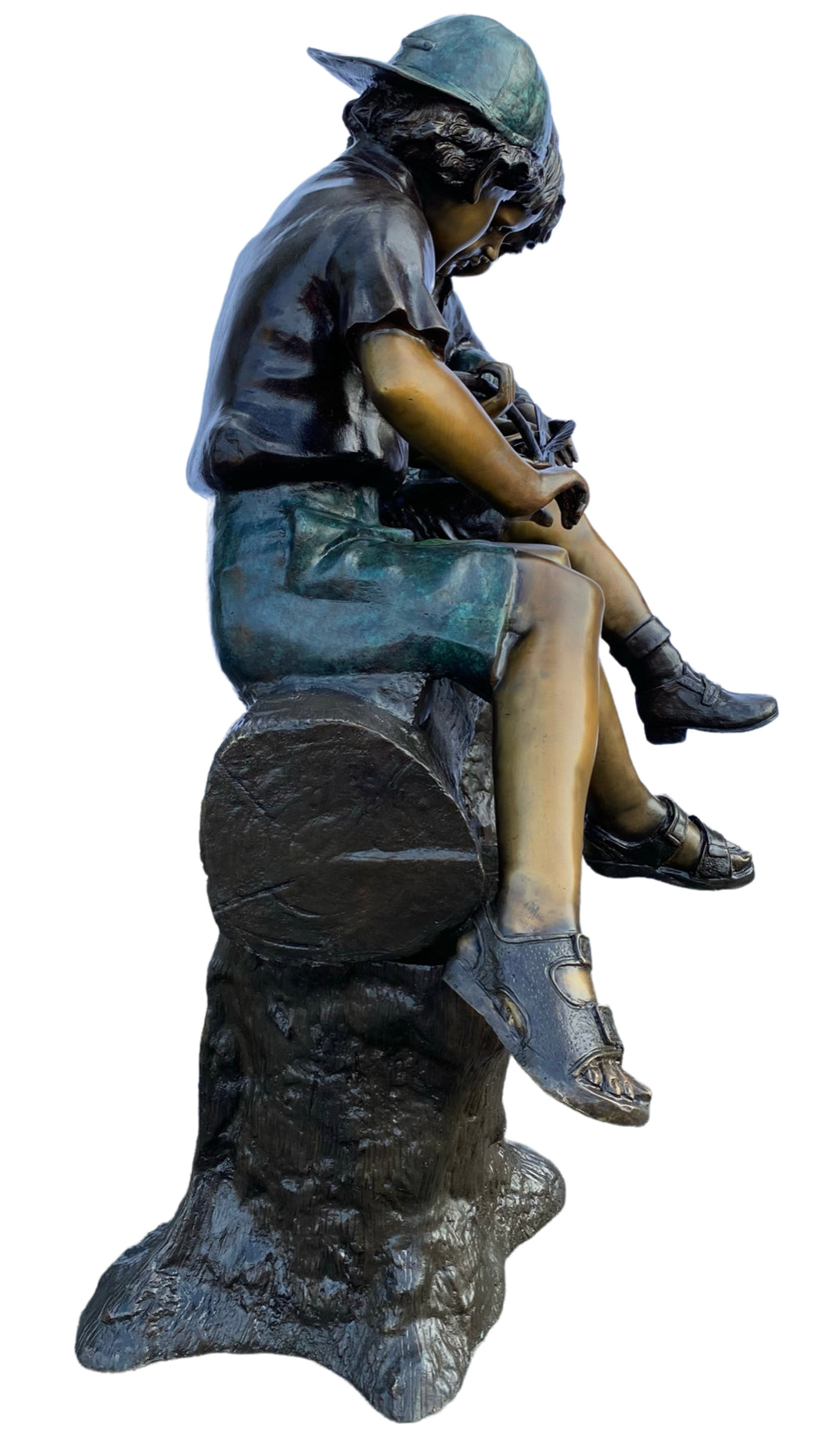 Monumental Seated Kids on a Log w/ Butterfly