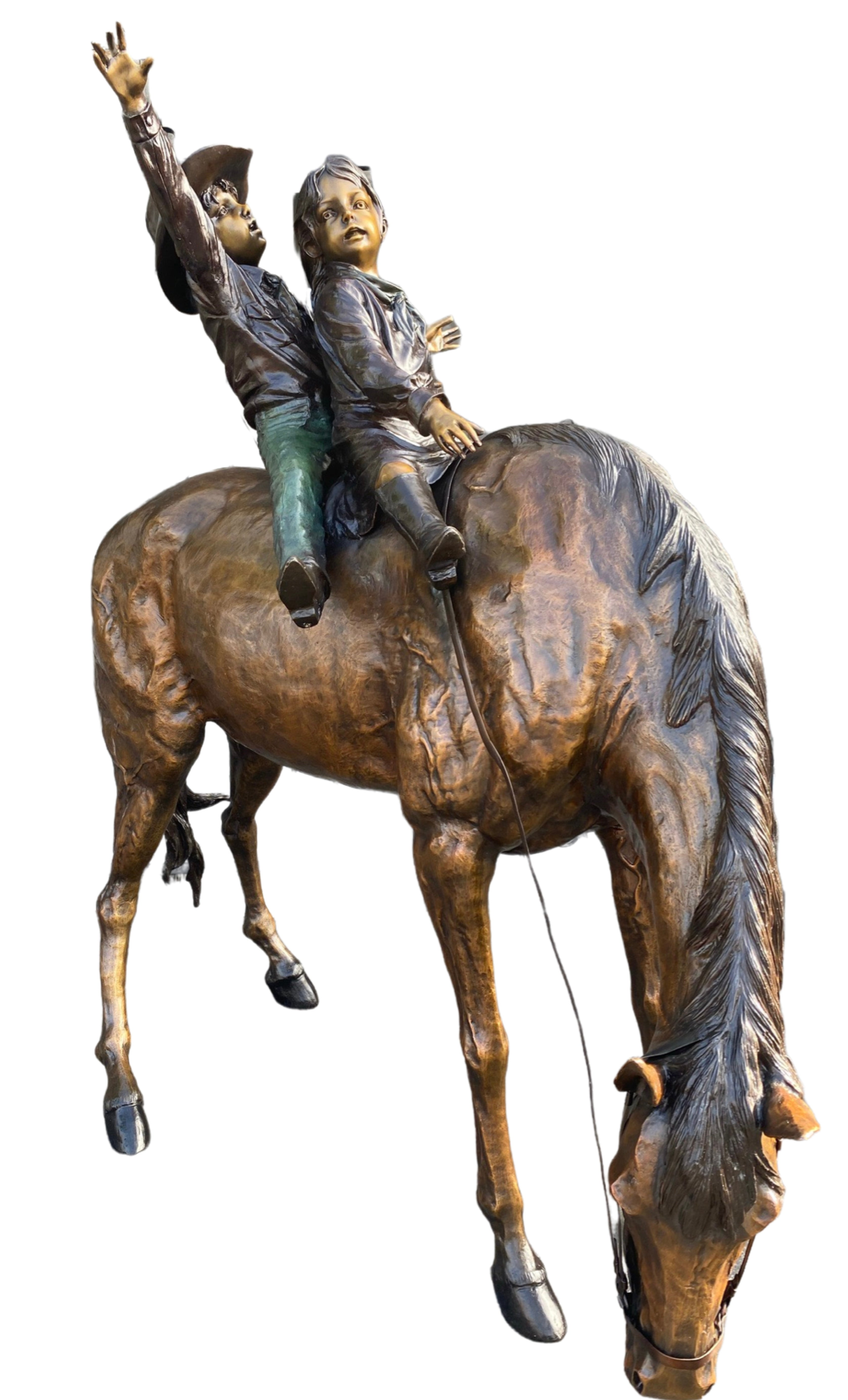 Monumental Girl & Boy on Horse