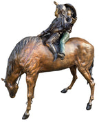 Monumental Girl & Boy on Horse