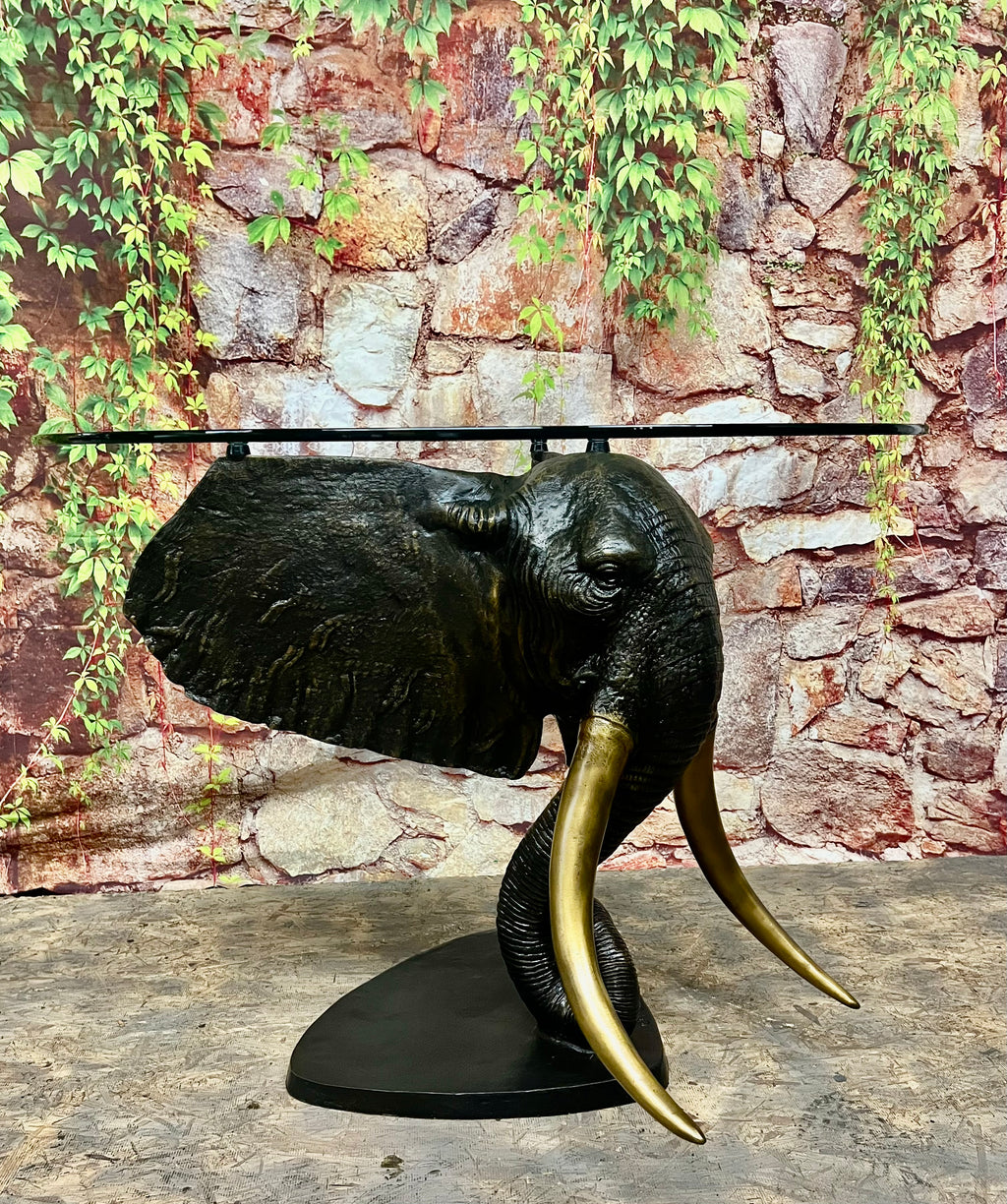 Elephant Head Table with Glass