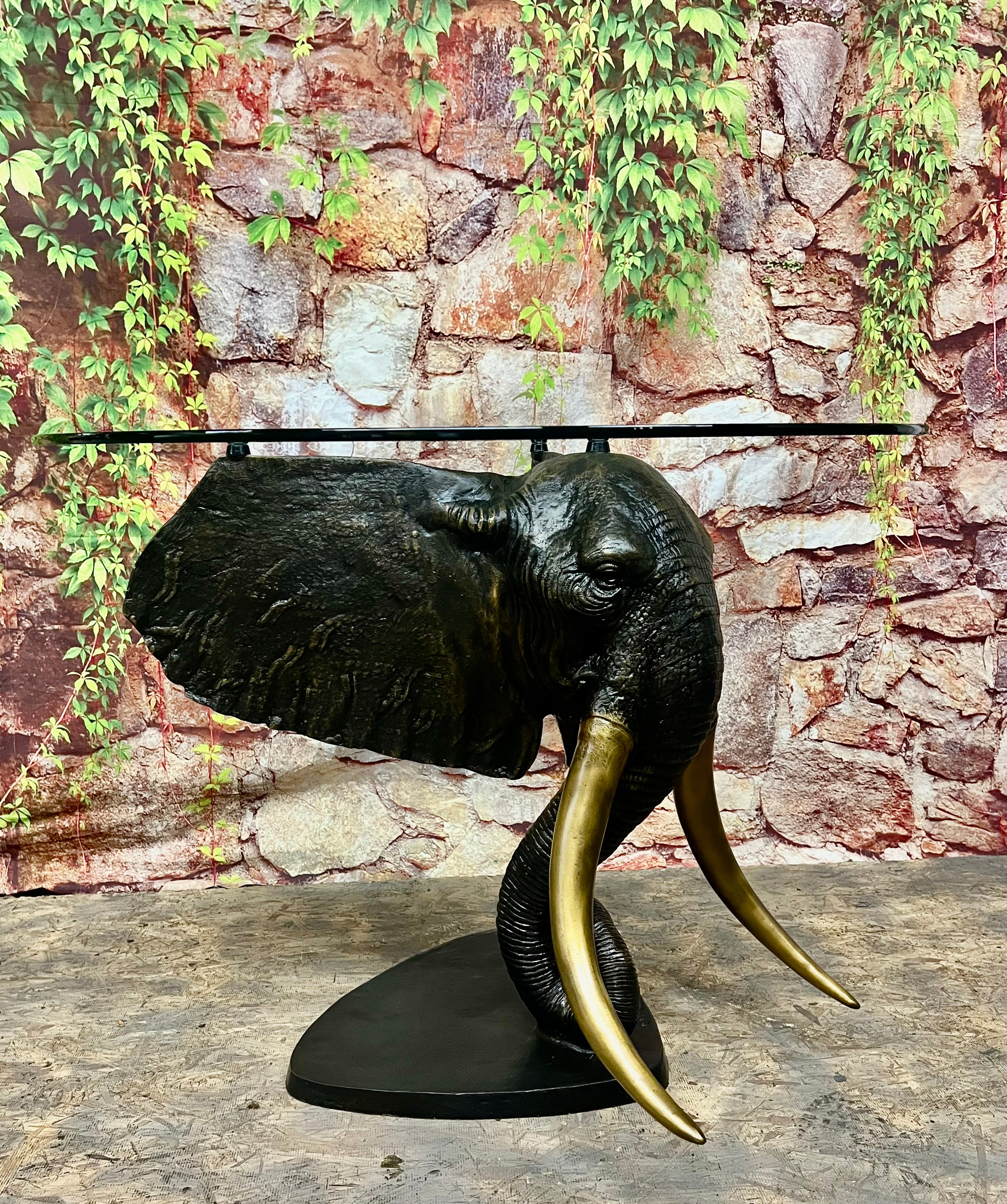 Elephant Head Table with Glass