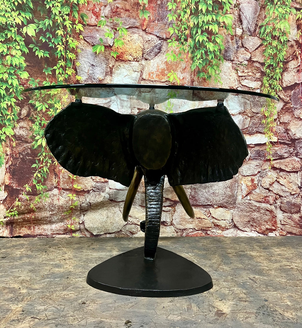 Elephant Head Table with Glass