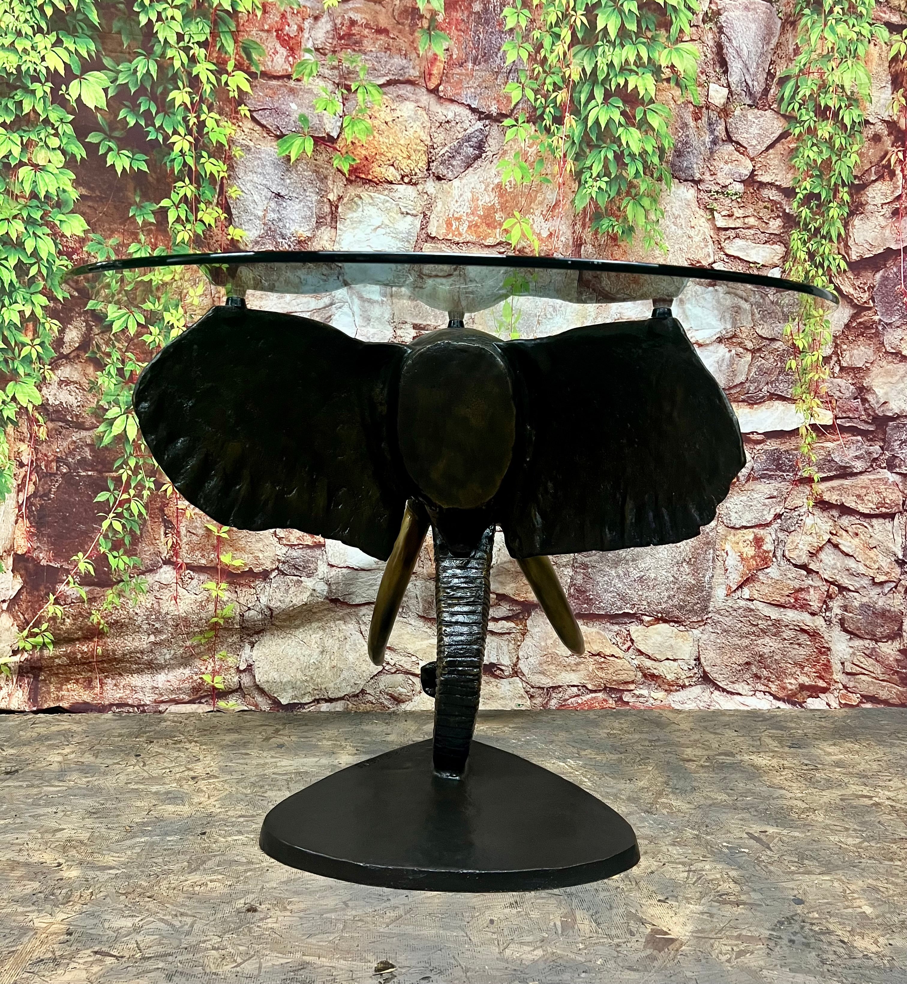 Elephant Head Table with Glass