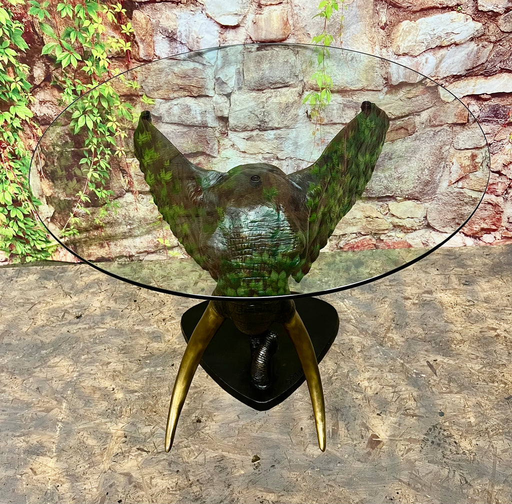 Elephant Head Table with Glass