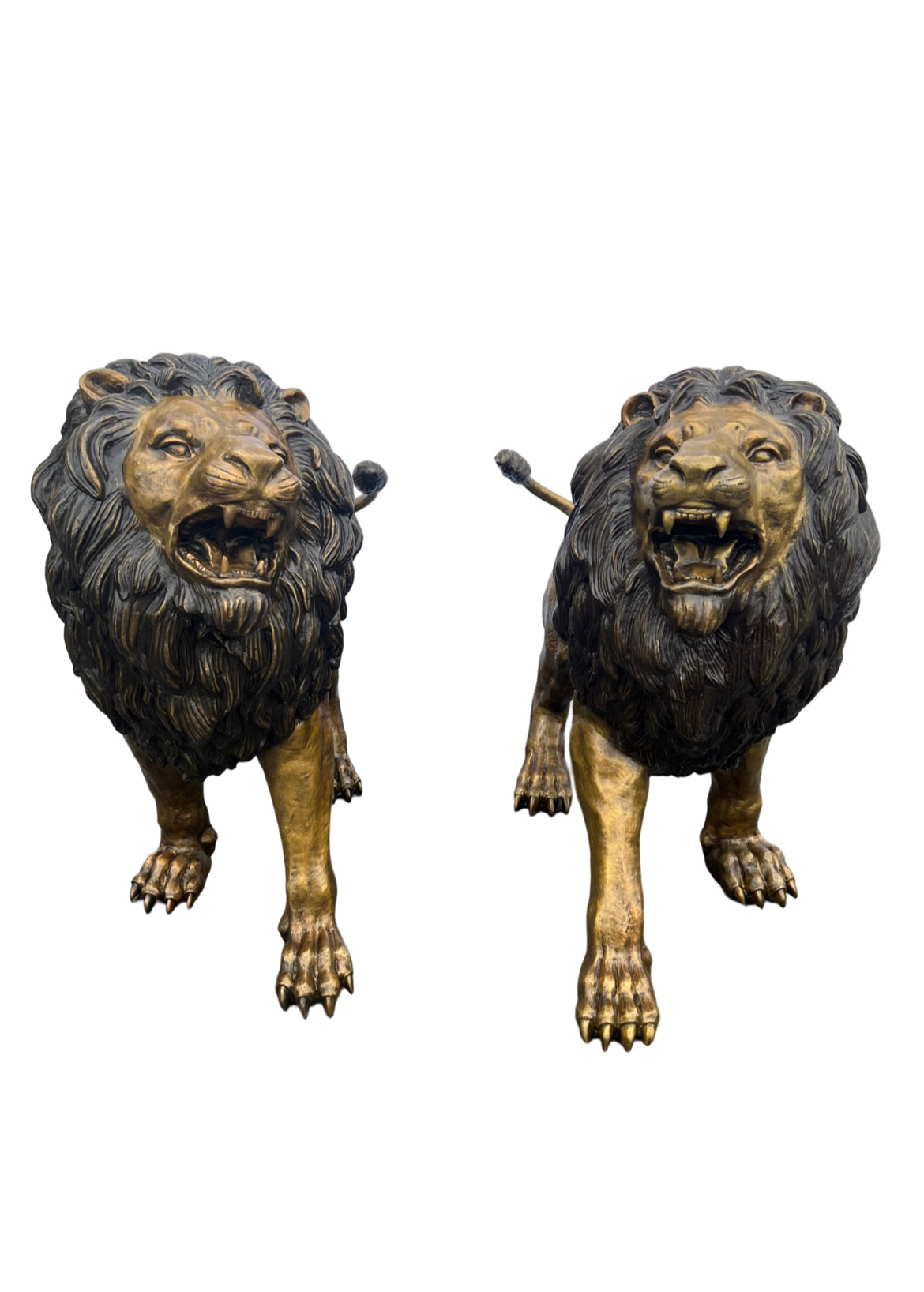 Monumental Standing Lions Pair