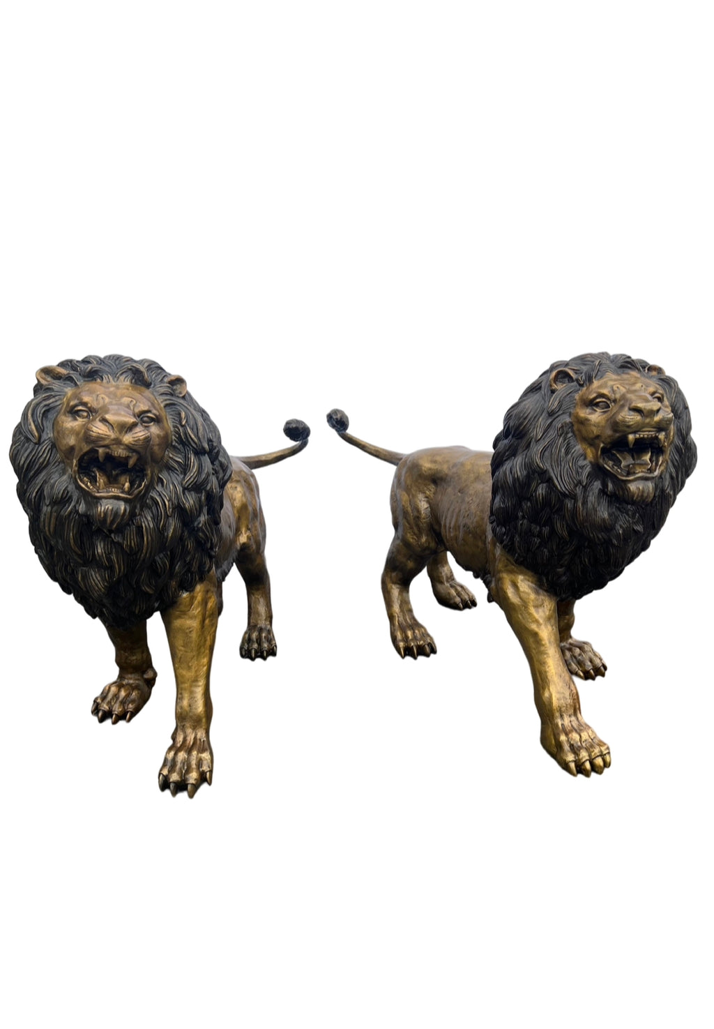 Monumental Standing Lions Pair