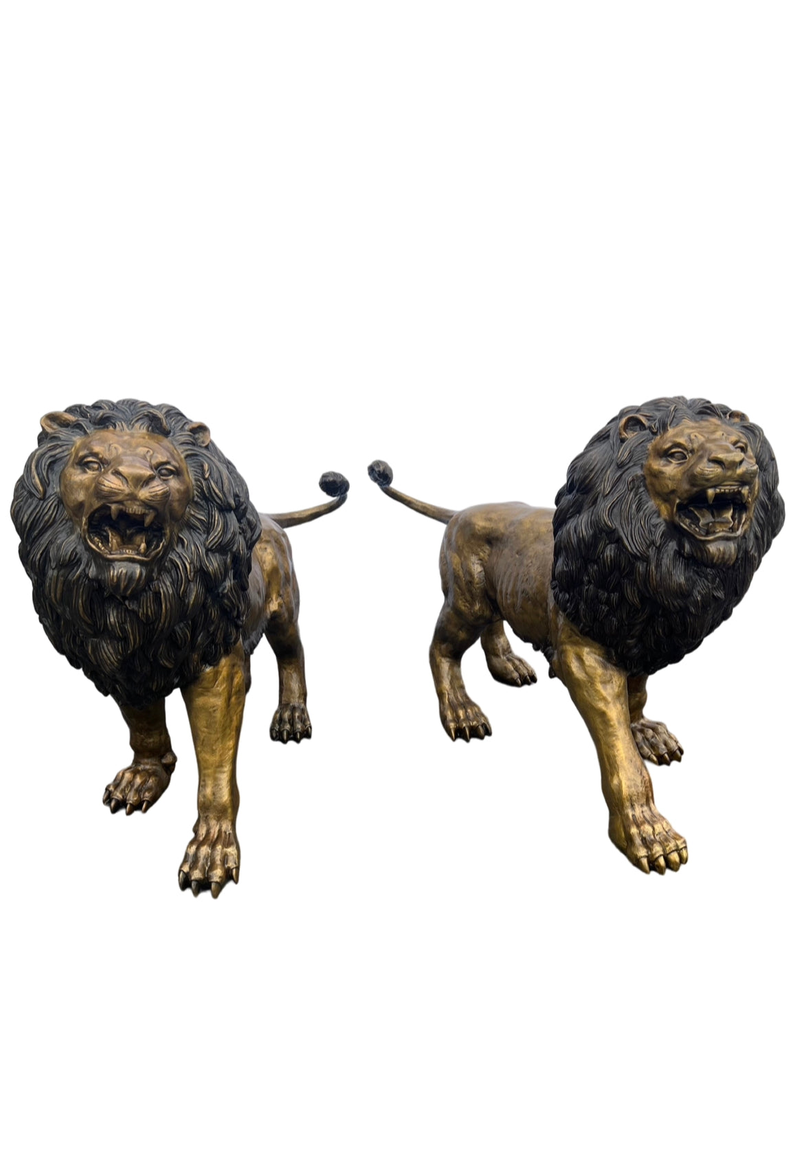 Monumental Standing Lions Pair