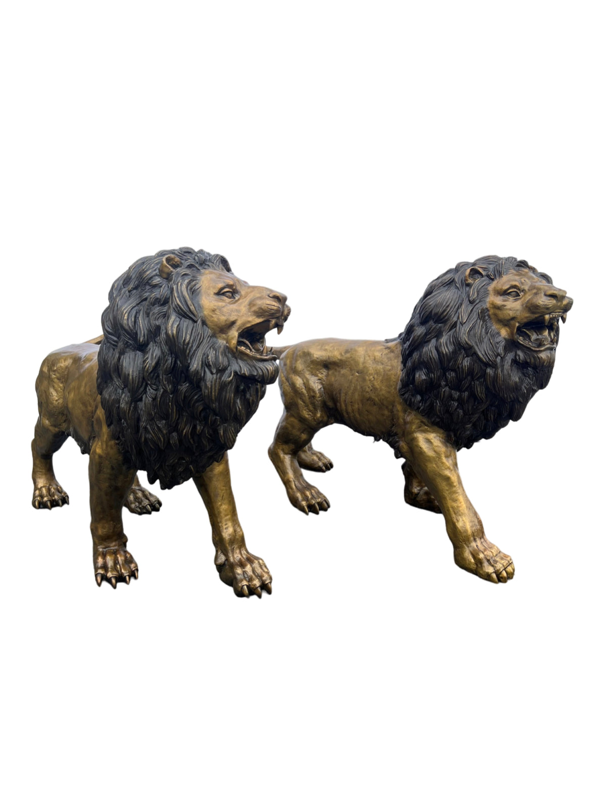 Monumental Standing Lions Pair
