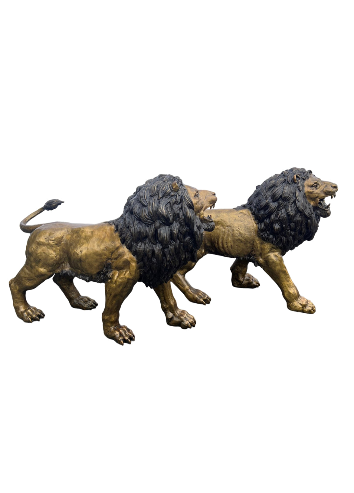 Monumental Standing Lions Pair