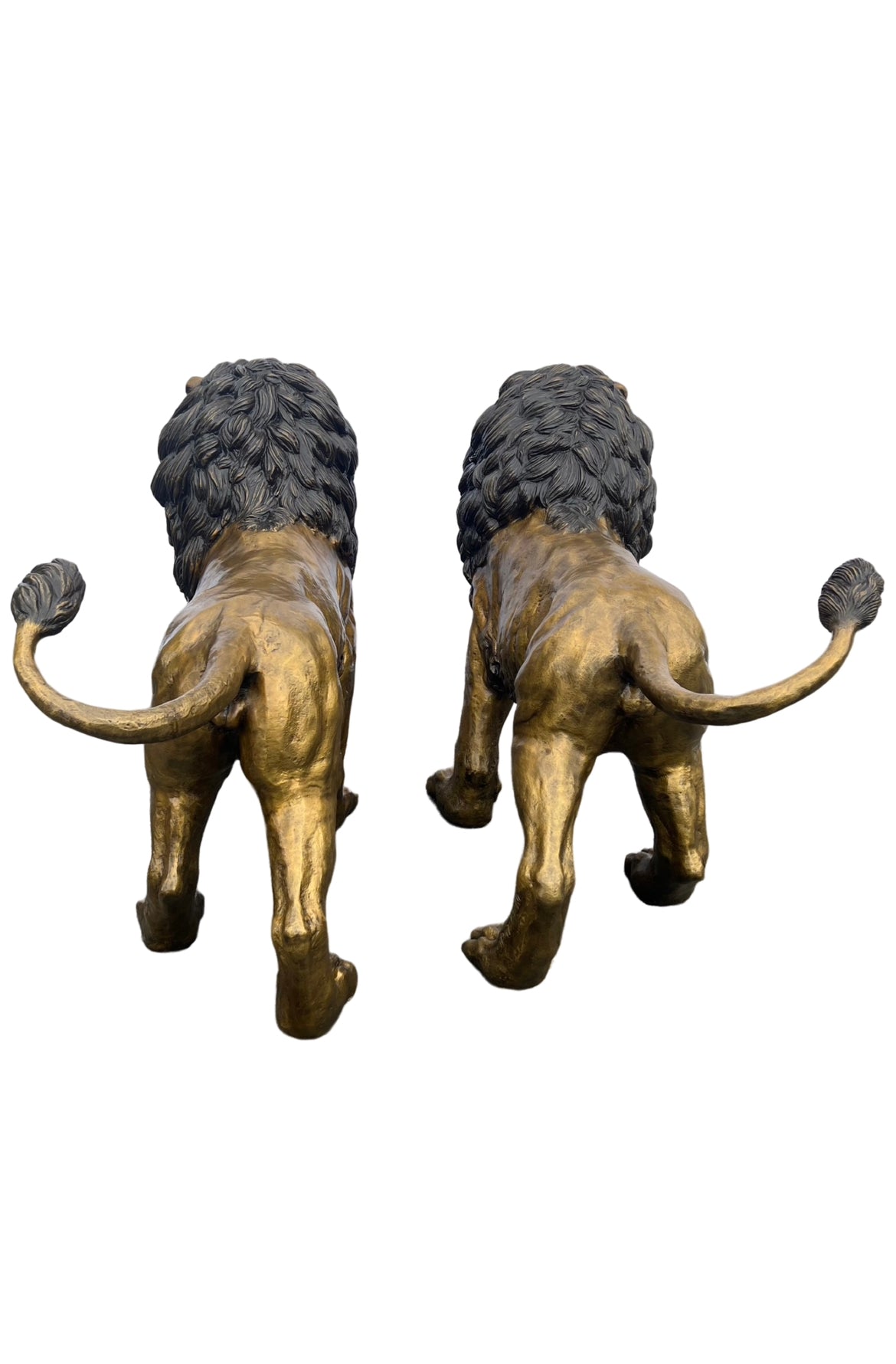 Monumental Standing Lions Pair