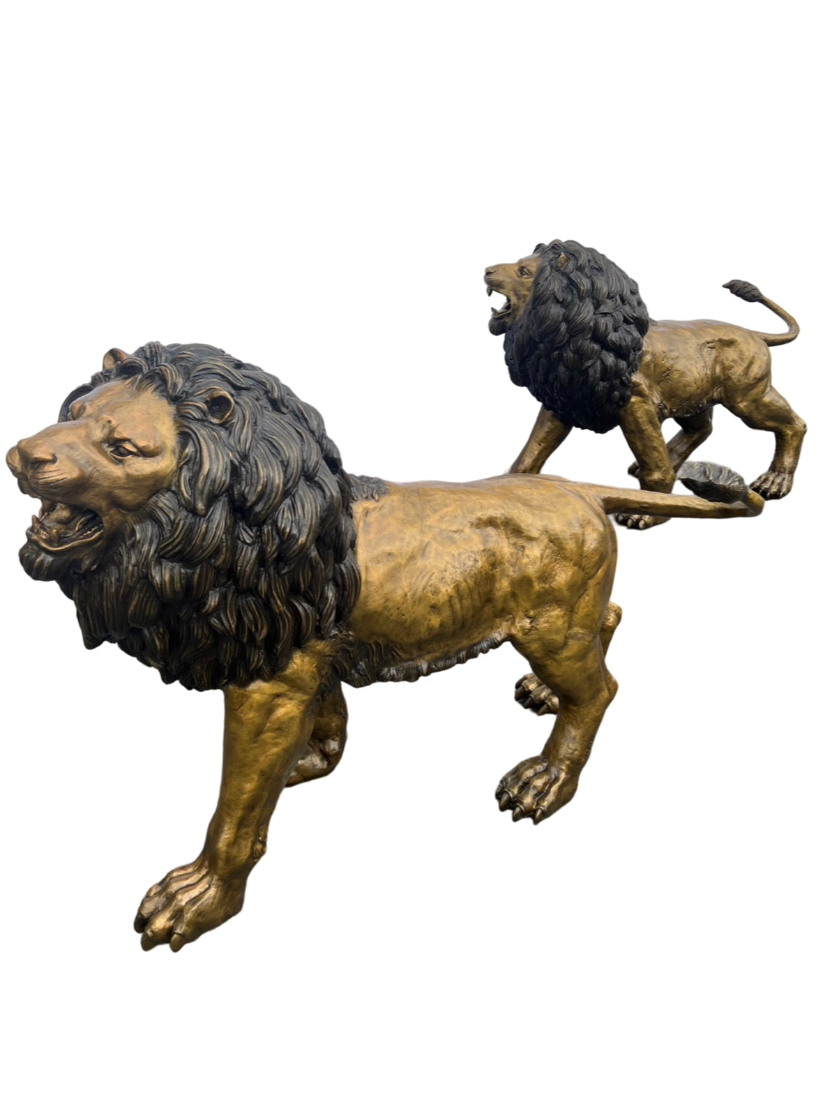 Monumental Standing Lions Pair