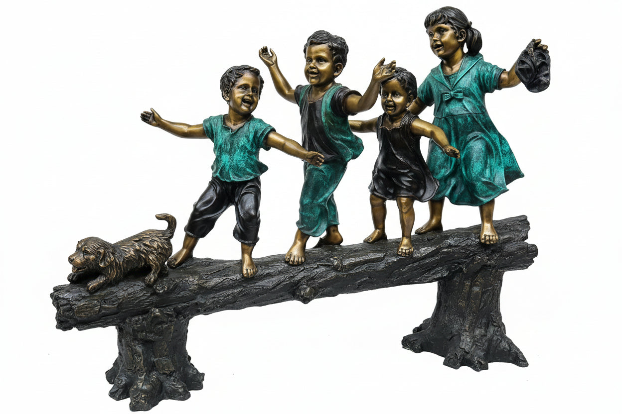 Kids Walking on a Log
