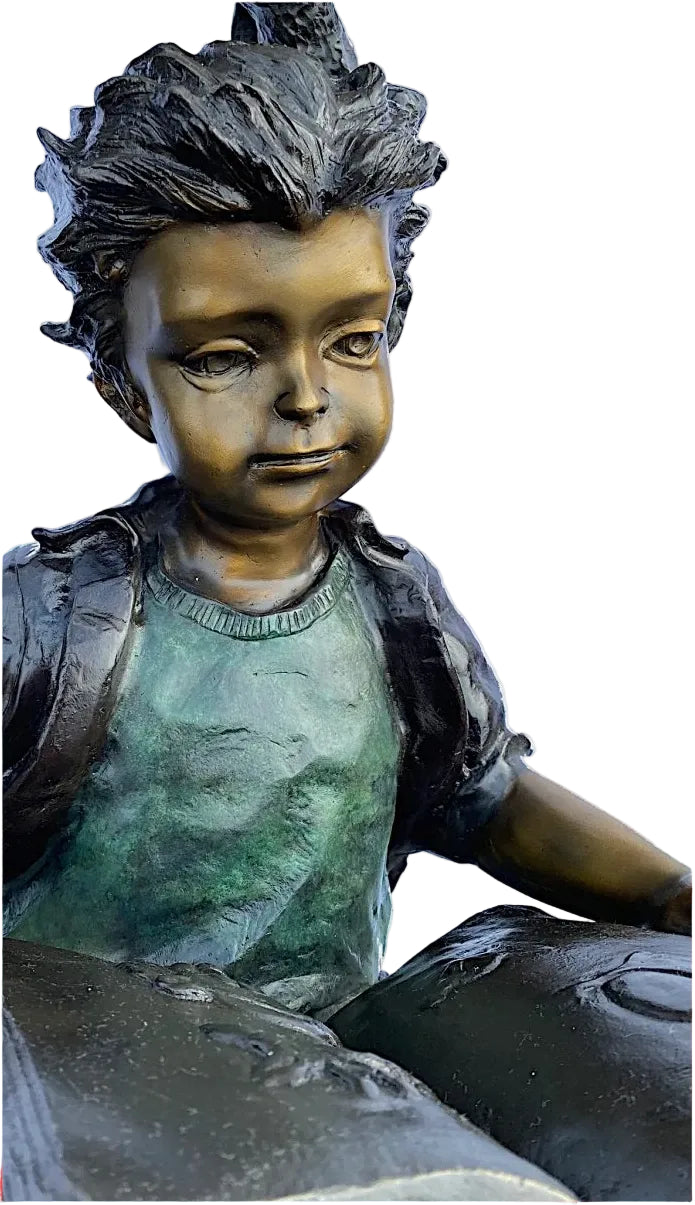 Mailbox Boy bronze statue garden sculpture by Max Turner
