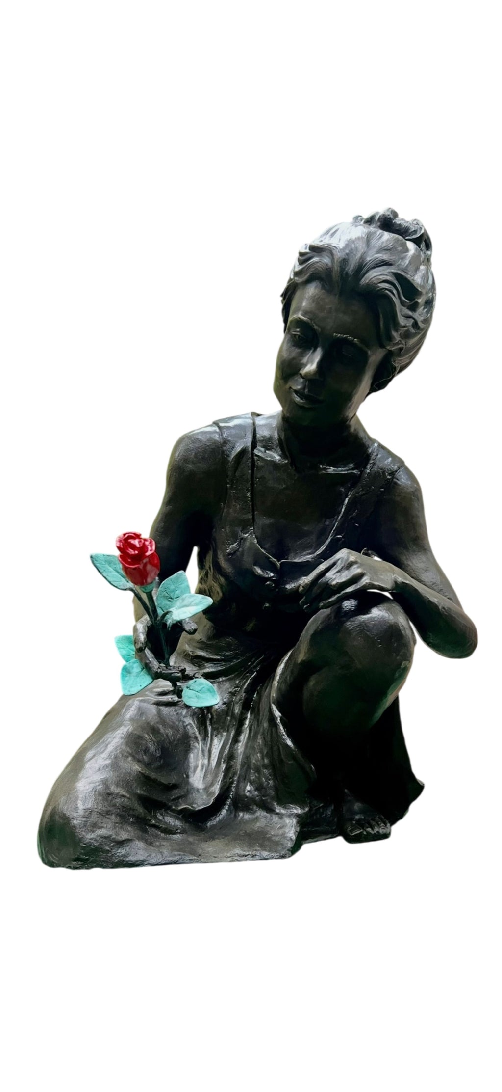 Mother Kneeling with Rose