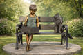 Girl and Cat on Bench